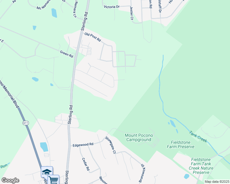map of restaurants, bars, coffee shops, grocery stores, and more near 3166 Evergreen Circle in Tobyhanna