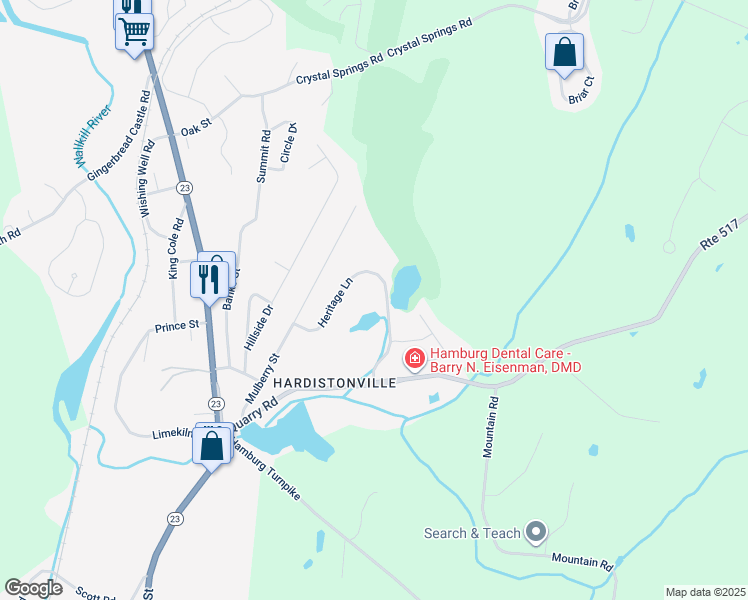 map of restaurants, bars, coffee shops, grocery stores, and more near 24 Heritage Lane in Hamburg