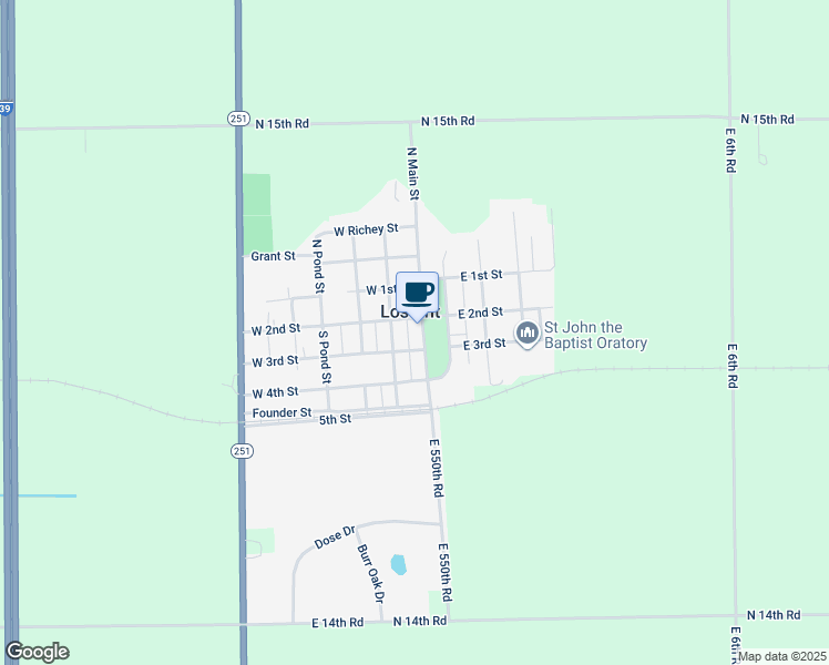 map of restaurants, bars, coffee shops, grocery stores, and more near 222 Main Street in Lostant
