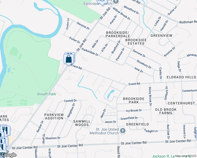 map of restaurants, bars, coffee shops, grocery stores, and more near 6530 Loop Court in Fort Wayne