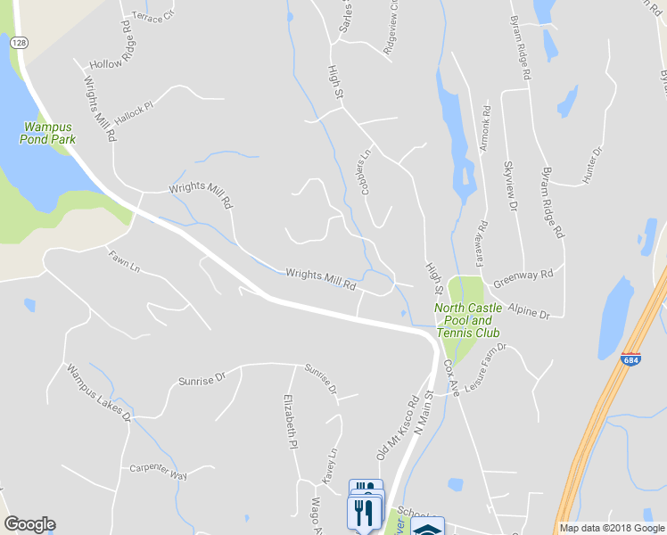 map of restaurants, bars, coffee shops, grocery stores, and more near 38 Wrights Mill Road in Armonk