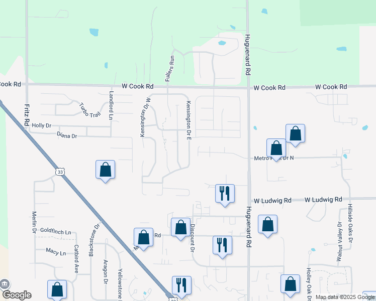 map of restaurants, bars, coffee shops, grocery stores, and more near 6902 Wimberly Crossing in Fort Wayne