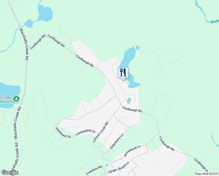 map of restaurants, bars, coffee shops, grocery stores, and more near 1299 Coolbaugh Road in East Stroudsburg