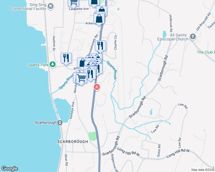 map of restaurants, bars, coffee shops, grocery stores, and more near 1301 Pheasant Woods Road in Briarcliff Manor