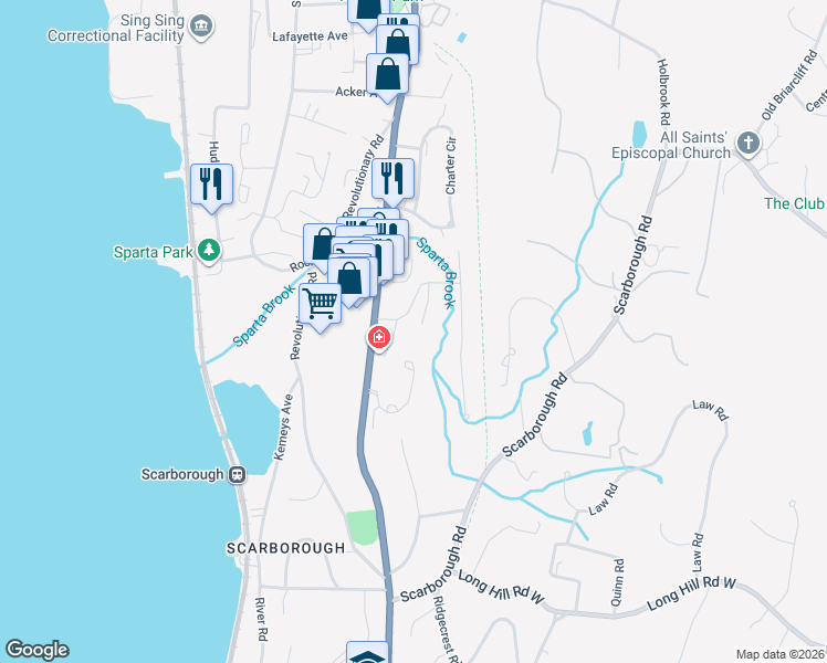 map of restaurants, bars, coffee shops, grocery stores, and more near 1301 Pheasant Woods Road in Briarcliff Manor
