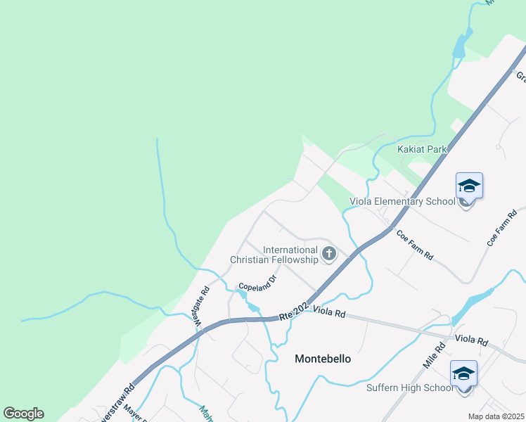 map of restaurants, bars, coffee shops, grocery stores, and more near 44 West Gate Road in Suffern