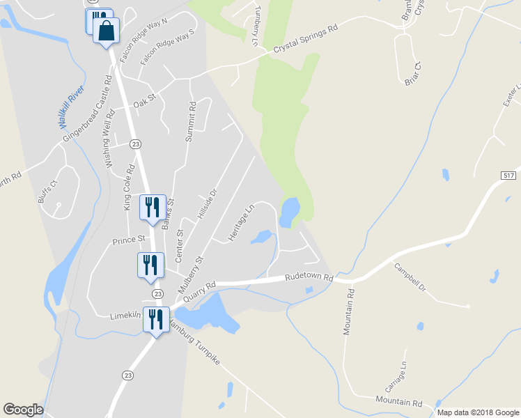 map of restaurants, bars, coffee shops, grocery stores, and more near 44 Heritage Lane in Hamburg