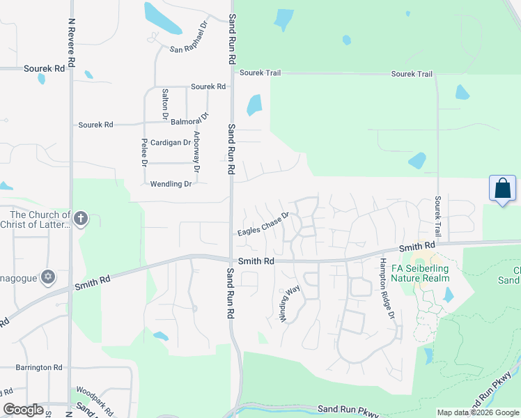 map of restaurants, bars, coffee shops, grocery stores, and more near 914 Shady Hollow Lane in Akron