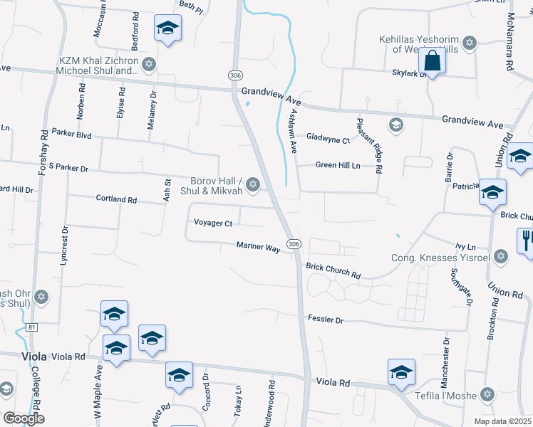map of restaurants, bars, coffee shops, grocery stores, and more near 332 New York 306 in Monsey