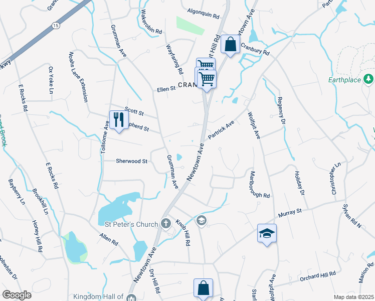 map of restaurants, bars, coffee shops, grocery stores, and more near 4 Cottonwood Chase Road in Norwalk