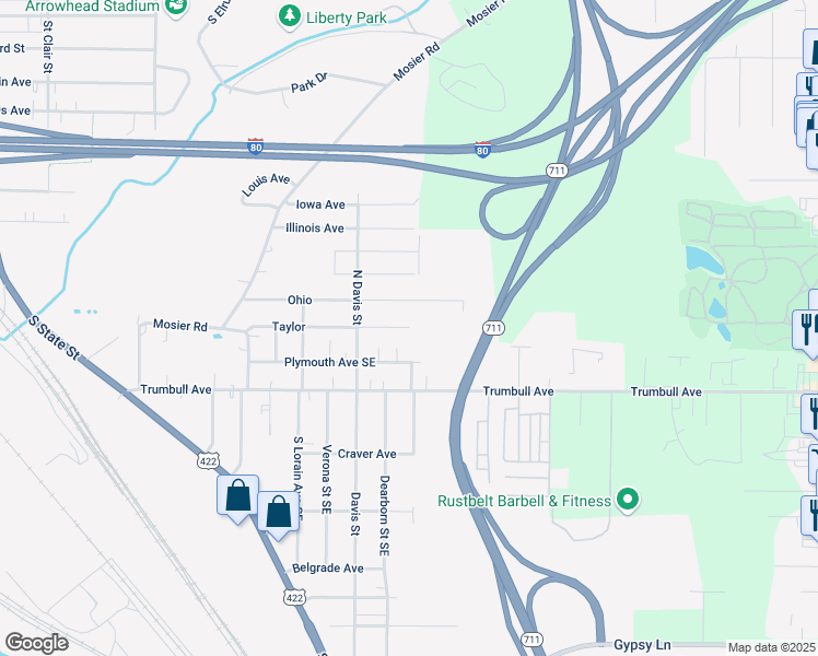 map of restaurants, bars, coffee shops, grocery stores, and more near 817 Taylor in Girard