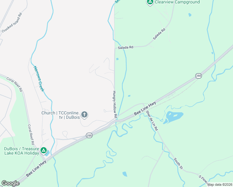 map of restaurants, bars, coffee shops, grocery stores, and more near 218 Hungry Hollow Road in DuBois