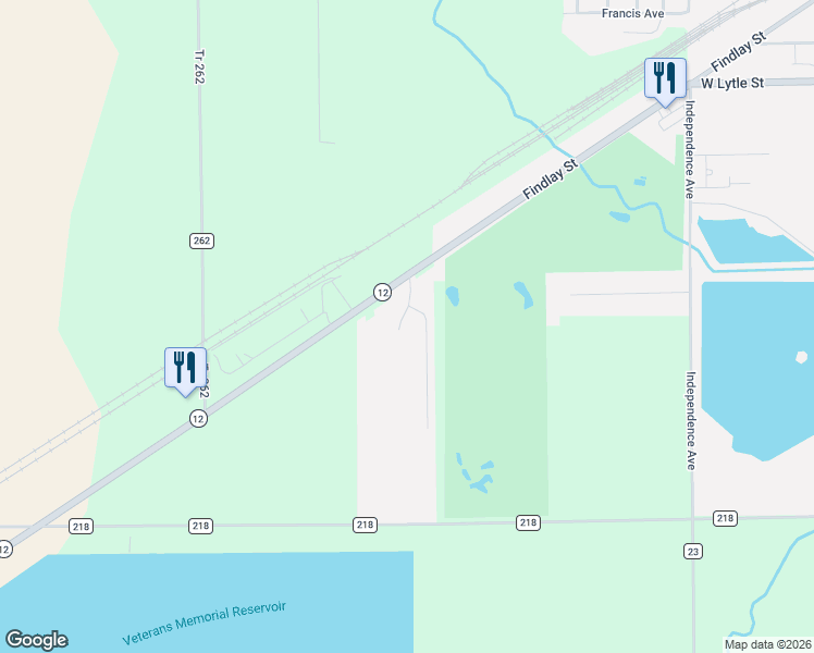 map of restaurants, bars, coffee shops, grocery stores, and more near 1301 Fairway Drive in Fostoria