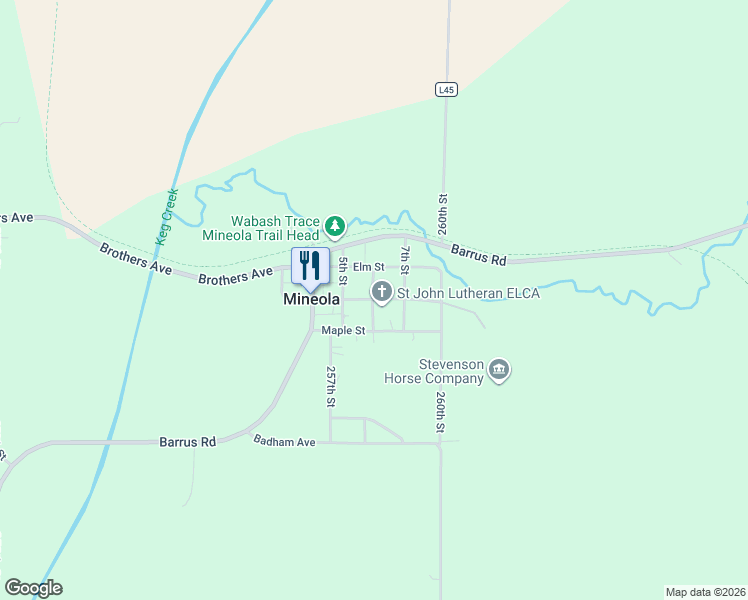 map of restaurants, bars, coffee shops, grocery stores, and more near 606 Main Street in Mineola
