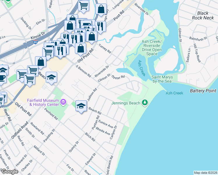 map of restaurants, bars, coffee shops, grocery stores, and more near 469 South Benson Road in Fairfield