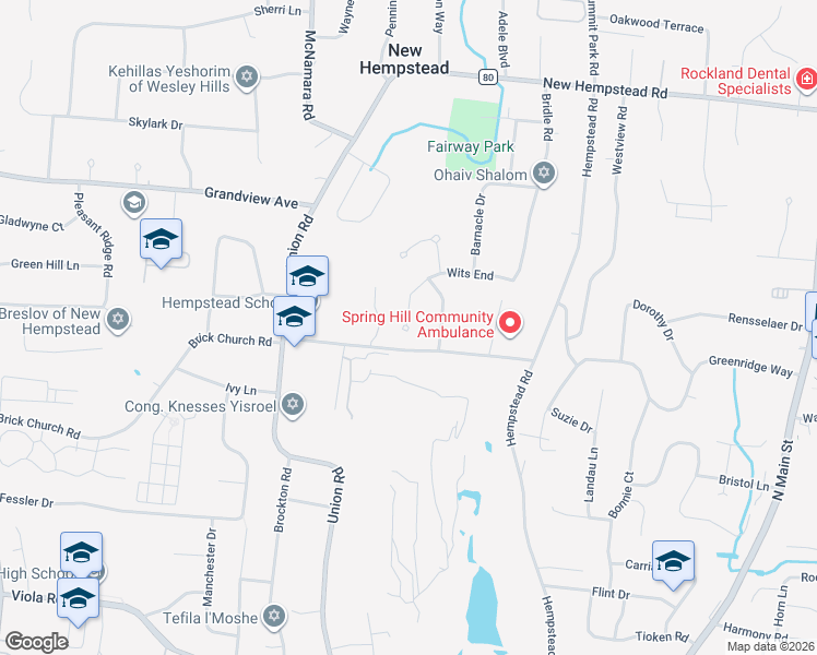 map of restaurants, bars, coffee shops, grocery stores, and more near 23 Wits End in Spring Valley