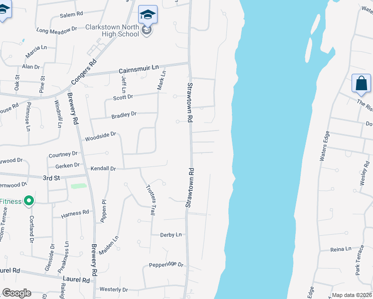 map of restaurants, bars, coffee shops, grocery stores, and more near 192 Strawtown Road in New City