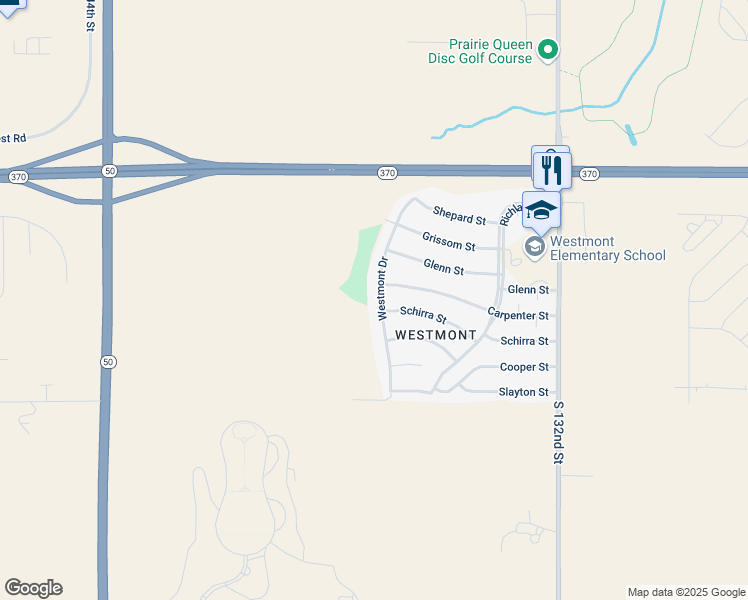 map of restaurants, bars, coffee shops, grocery stores, and more near 11562 Westmont Drive in Omaha
