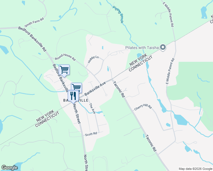 map of restaurants, bars, coffee shops, grocery stores, and more near 6 Banksville Avenue in Greenwich