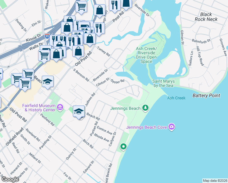 map of restaurants, bars, coffee shops, grocery stores, and more near 591 South Benson Road in Fairfield