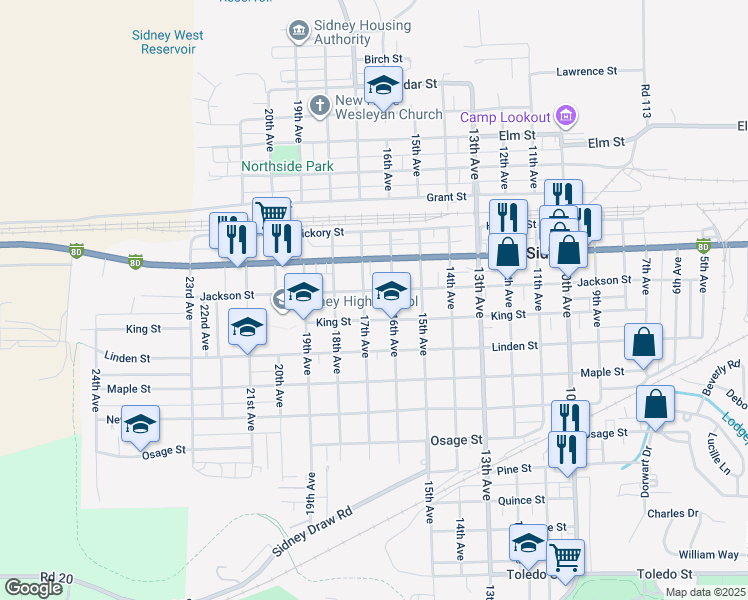map of restaurants, bars, coffee shops, grocery stores, and more near 1000-1048 17th Avenue in Sidney
