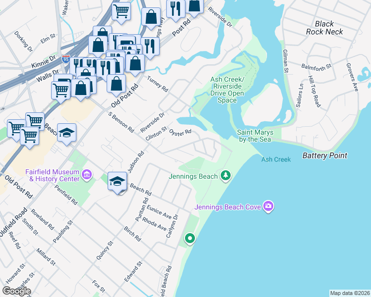 map of restaurants, bars, coffee shops, grocery stores, and more near 591 South Benson Road in Fairfield