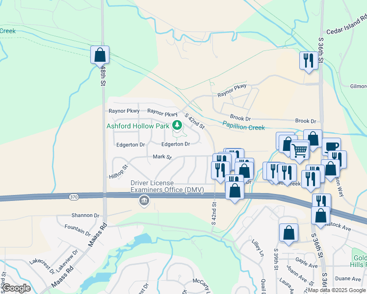 map of restaurants, bars, coffee shops, grocery stores, and more near 4303 Edgerton Drive in Bellevue