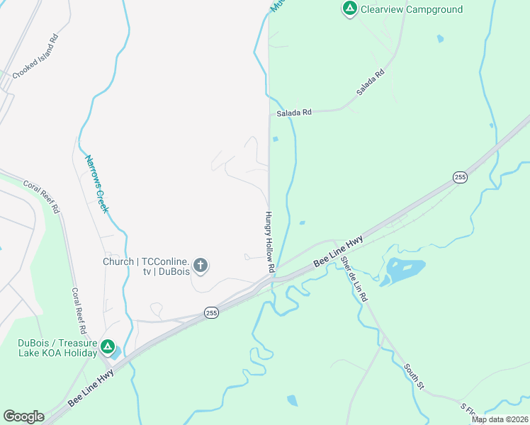 map of restaurants, bars, coffee shops, grocery stores, and more near 218 Hungry Hollow Road in DuBois