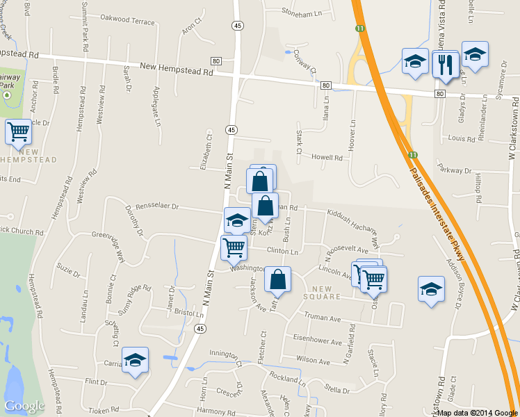 map of restaurants, bars, coffee shops, grocery stores, and more near 43 Reagan Rd in Spring Valley