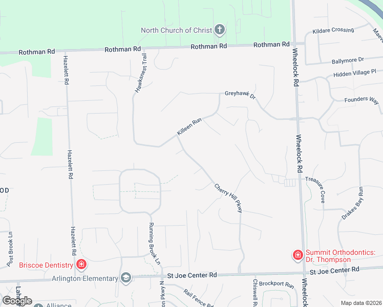 map of restaurants, bars, coffee shops, grocery stores, and more near 6626 Cherry Hill Parkway in Fort Wayne