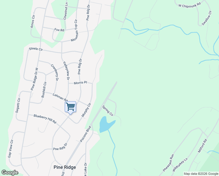 map of restaurants, bars, coffee shops, grocery stores, and more near Pocono Boulevard in Bushkill