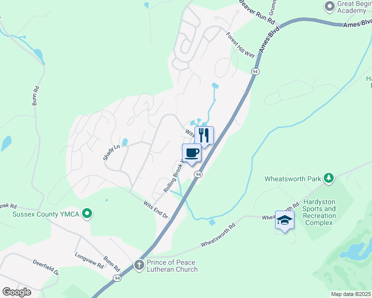 map of restaurants, bars, coffee shops, grocery stores, and more near 14 Moss Court in Hamburg