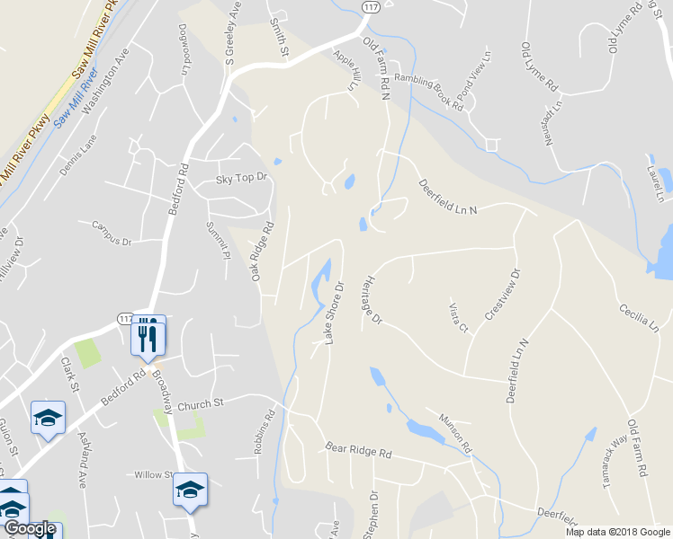 map of restaurants, bars, coffee shops, grocery stores, and more near 200 Lake Shore Drive in Pleasantville