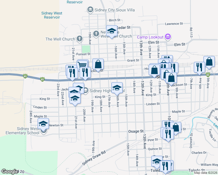 map of restaurants, bars, coffee shops, grocery stores, and more near 1000 17th Avenue in Sidney