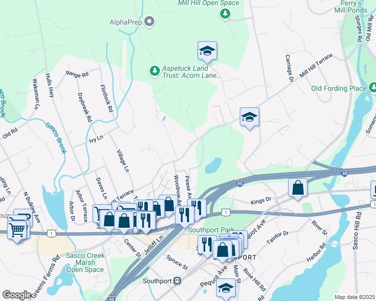 map of restaurants, bars, coffee shops, grocery stores, and more near 981 Mill Hill Terrace in Fairfield