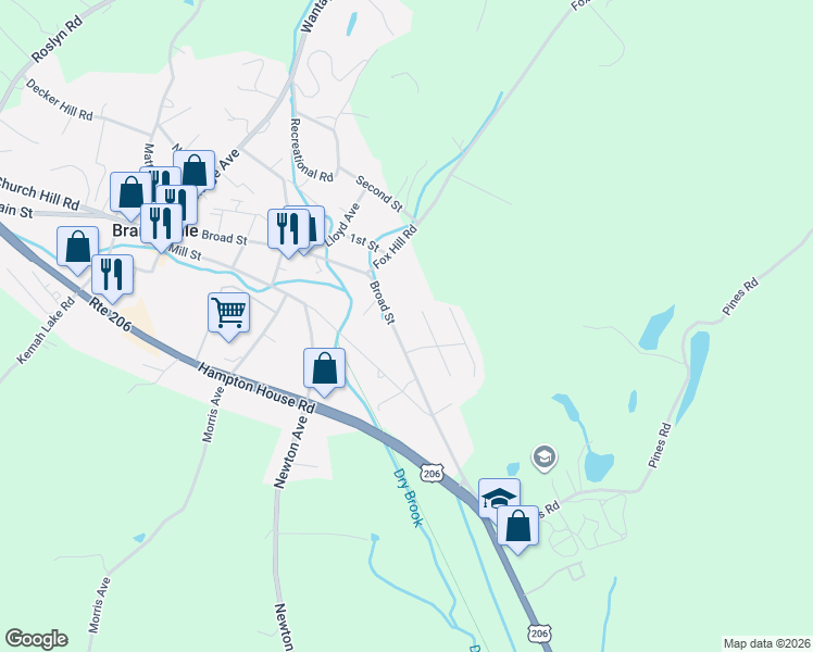 map of restaurants, bars, coffee shops, grocery stores, and more near 16 Prospect Street in Branchville