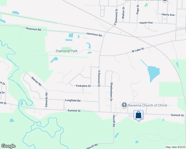 map of restaurants, bars, coffee shops, grocery stores, and more near 1049 Canterbury Drive in Ravenna