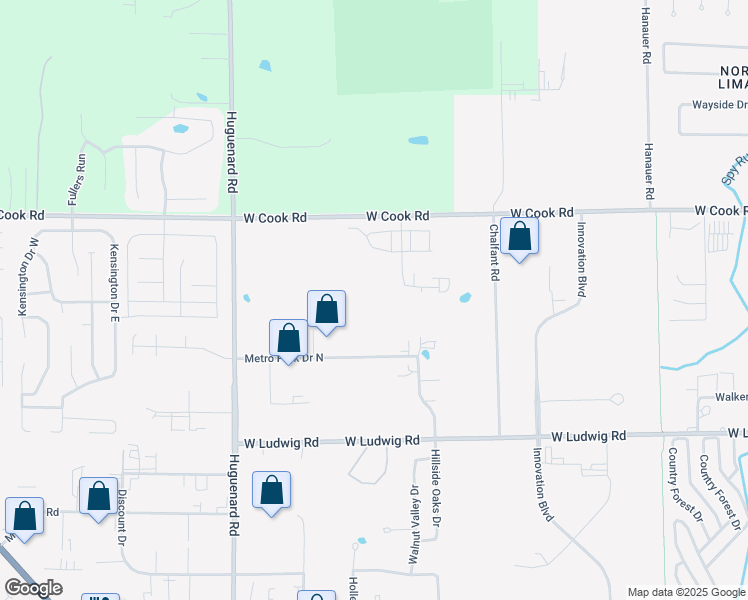 map of restaurants, bars, coffee shops, grocery stores, and more near 7117 Venture Lane in Fort Wayne