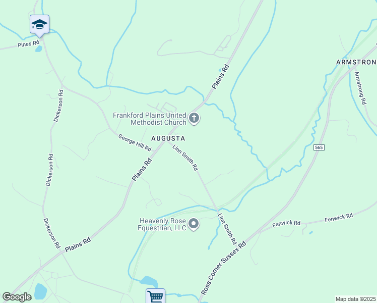 map of restaurants, bars, coffee shops, grocery stores, and more near 30 Linn Smith Road in Frankford
