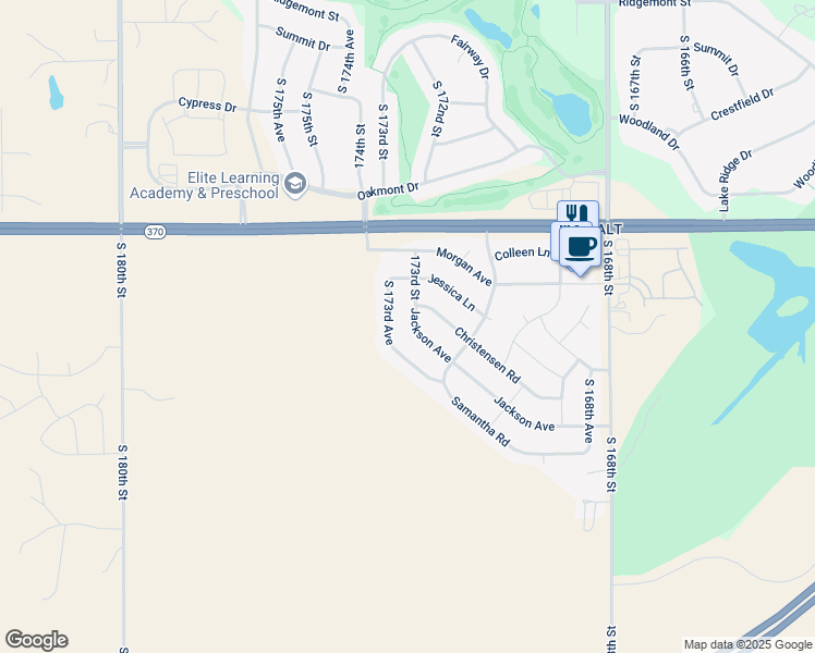 map of restaurants, bars, coffee shops, grocery stores, and more near 17219 Jackson Avenue in Gretna