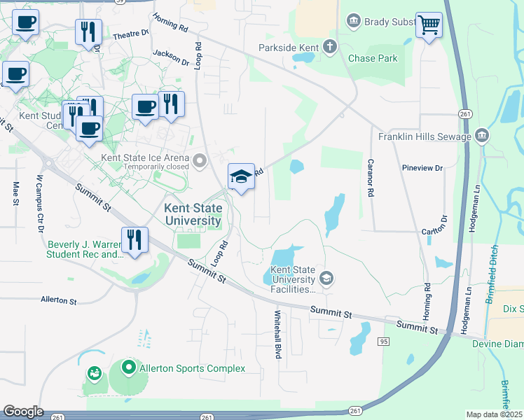 map of restaurants, bars, coffee shops, grocery stores, and more near 5706 Rhodes Road in Kent