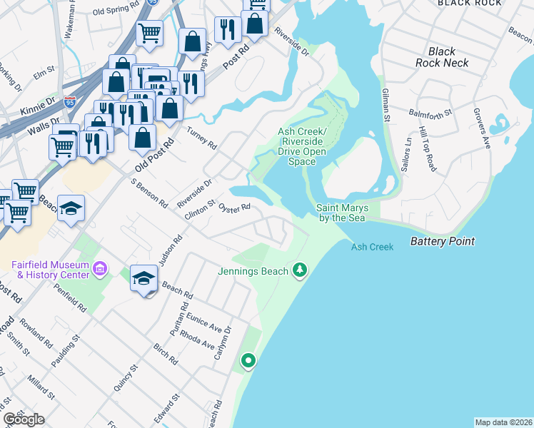 map of restaurants, bars, coffee shops, grocery stores, and more near 670 South Benson Road in Fairfield