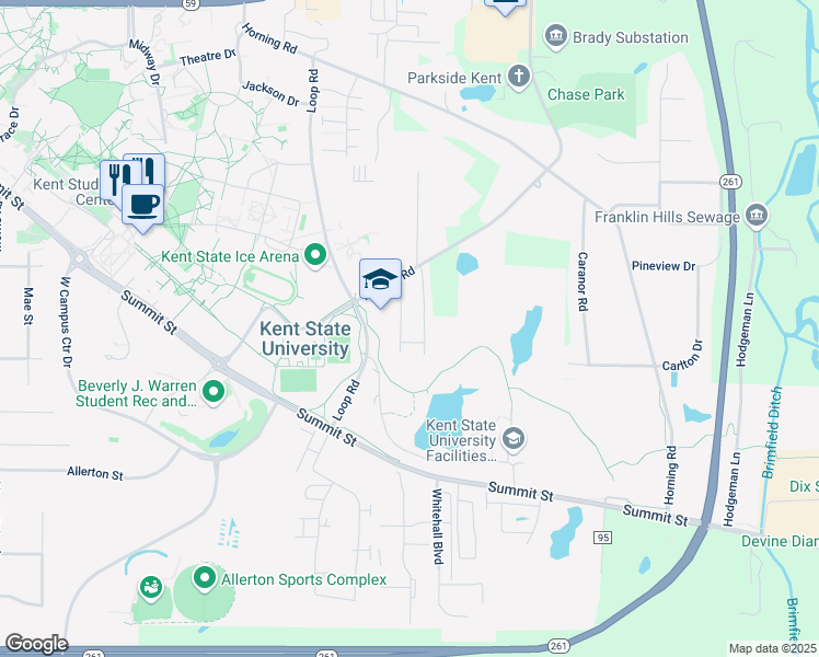 map of restaurants, bars, coffee shops, grocery stores, and more near 5694 Rhodes Road in Kent