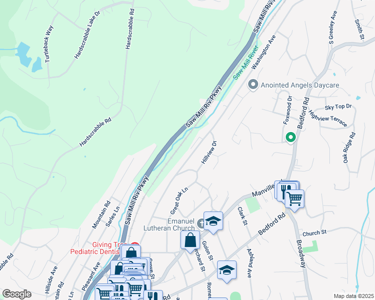 map of restaurants, bars, coffee shops, grocery stores, and more near 314 Washington Avenue in Pleasantville