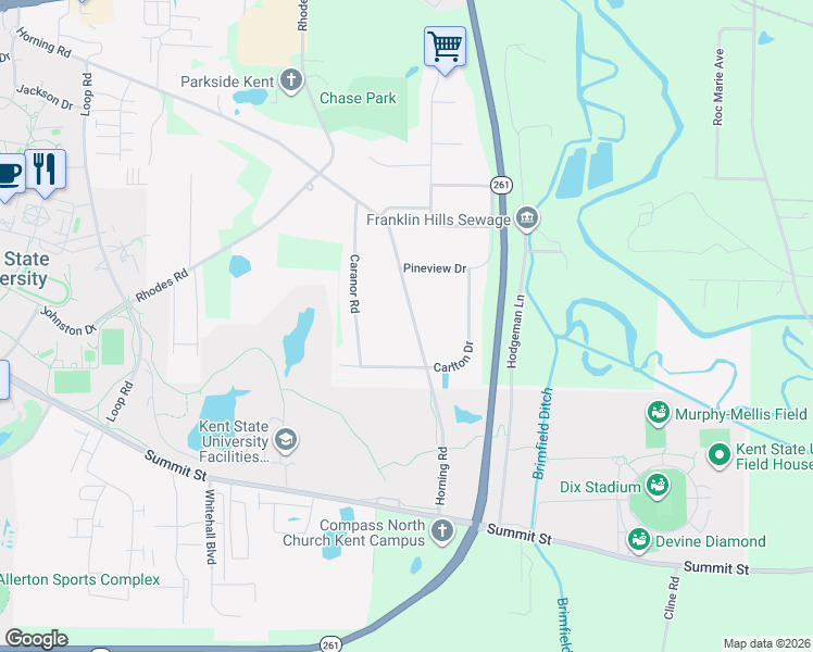 map of restaurants, bars, coffee shops, grocery stores, and more near 1925 Carlton Drive in Kent