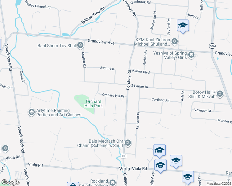 map of restaurants, bars, coffee shops, grocery stores, and more near 8 Orchard Hill Drive in Monsey