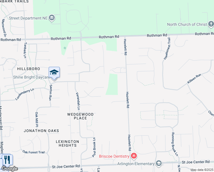 map of restaurants, bars, coffee shops, grocery stores, and more near 6901 Dry Creek Court in Fort Wayne