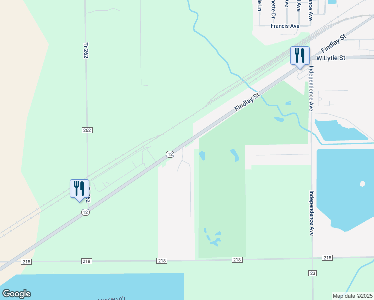 map of restaurants, bars, coffee shops, grocery stores, and more near 22945 Ohio 12 in Fostoria