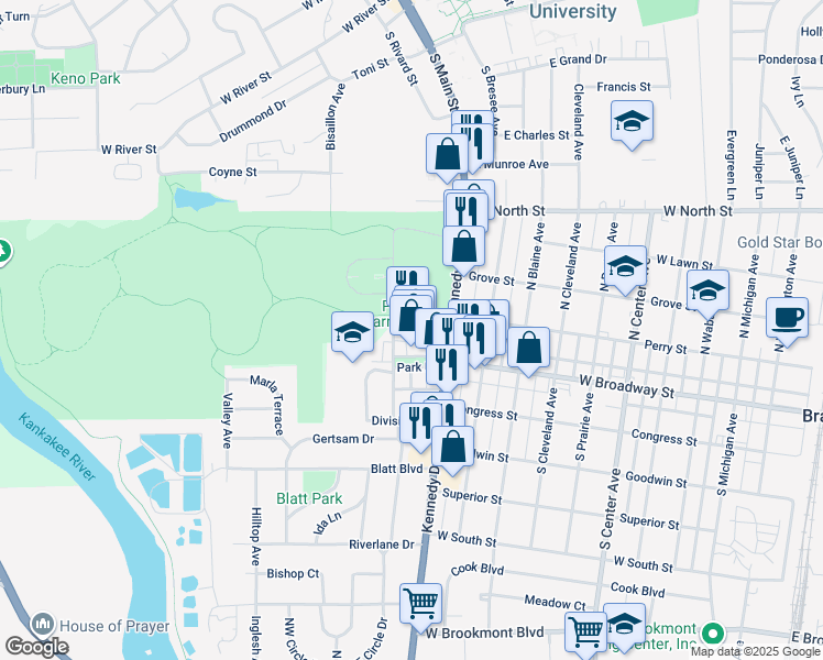 map of restaurants, bars, coffee shops, grocery stores, and more near 195 Kennedy Drive in Bradley