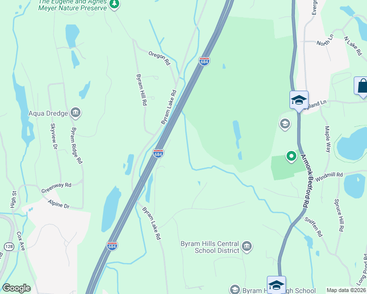 map of restaurants, bars, coffee shops, grocery stores, and more near 84 Old Byram Lake Road in Armonk